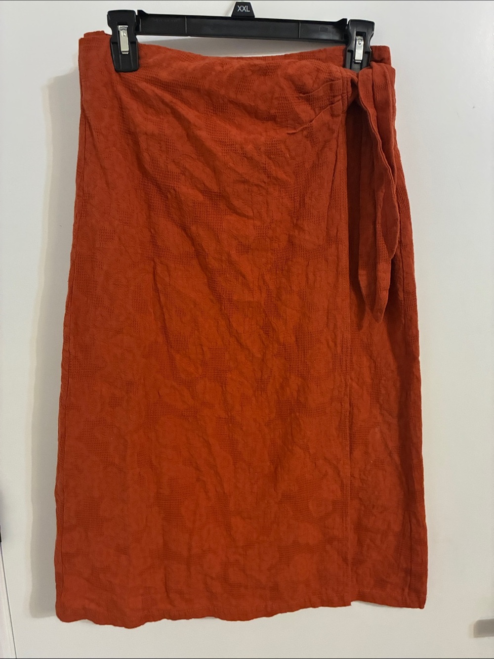 FRNCH Paris Rust Orange Wrap Midi Skirt - Medium